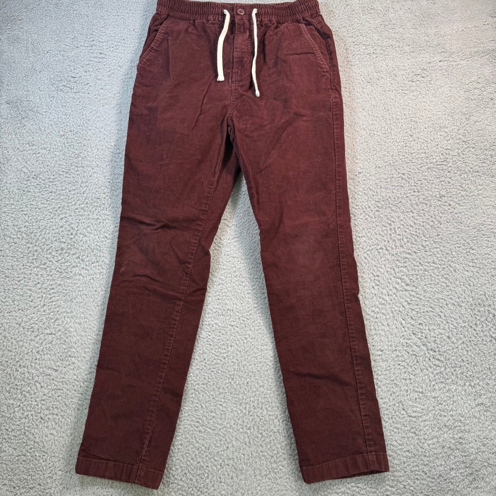 J.Crew Mens Corduroy Drawstring Pants Burgundy Maroon Slim Fit Small S